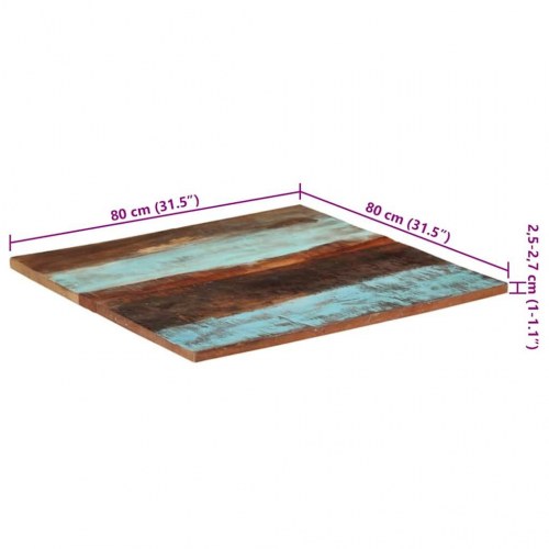 Bordplade 80x80 cm 25-27 mm firkantet massivt genbrugstræ