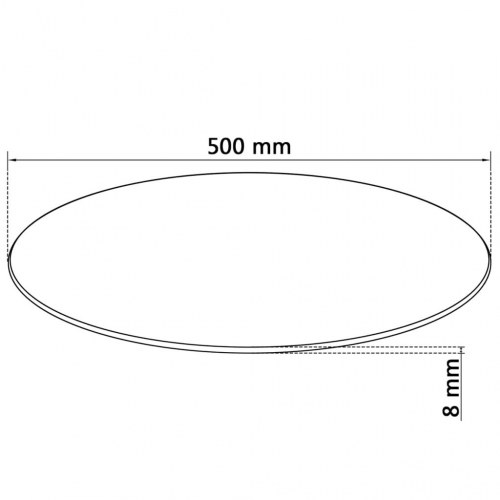 Rund bordplade i hærdet glas - sort, Ø 50 cm, 8 mm