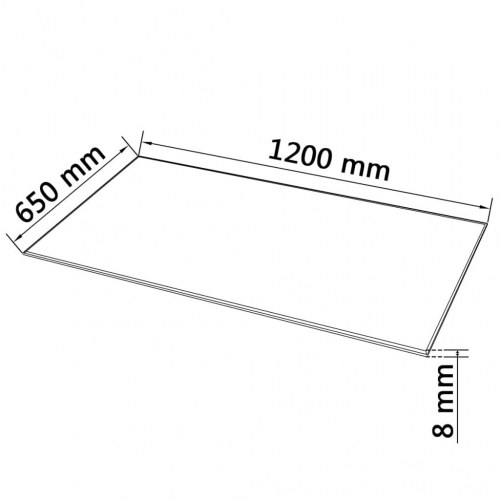 Bordplade i hærdet glas - rektangel 1200 × 650 mm, transparent