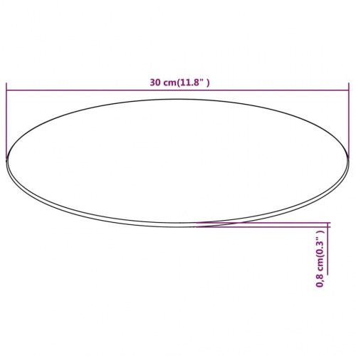Rund bordplade i hærdet glas - 30 cm, transparent