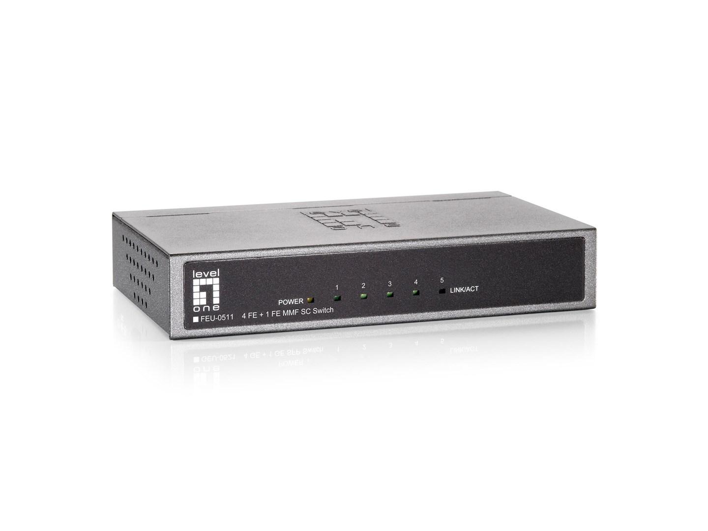 LevelOne FEU-0511 - 5-port Fast Ethernet switch med 1× SC multimode fiber billede