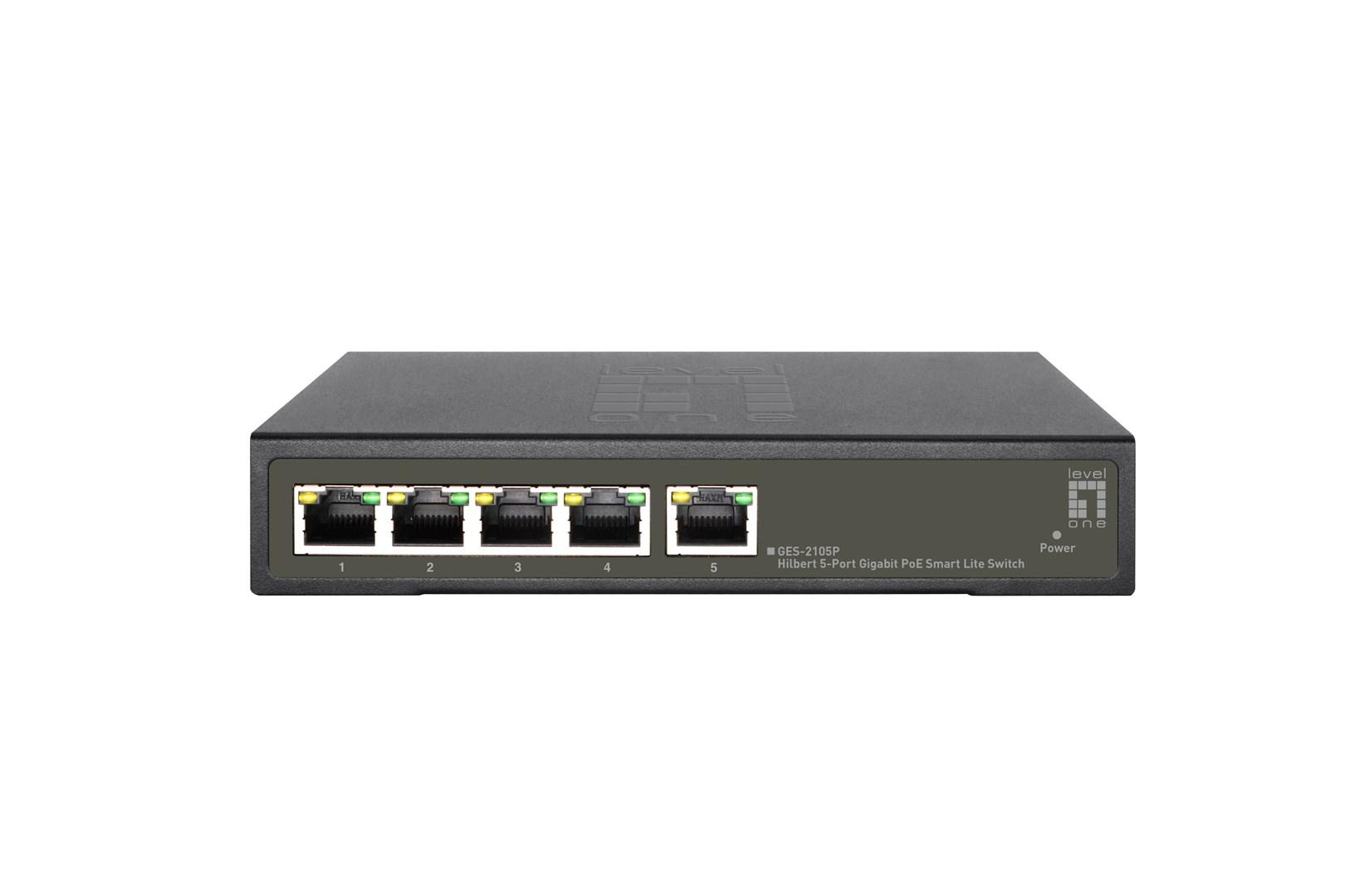 LevelOne GES-2105P Hilbert - 5-port Gigabit PoE Smart Lite switch, 4×PoE/PoE+, 60 W billede
