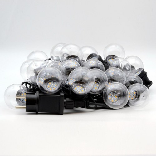Lyskæde 10 m med 24 LED-pærer - varm hvid, IP44 (463627)