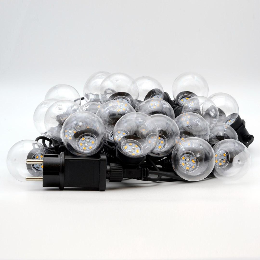 Lyskæde 10 m med 24 LED-pærer - varm hvid, IP44 (463627)