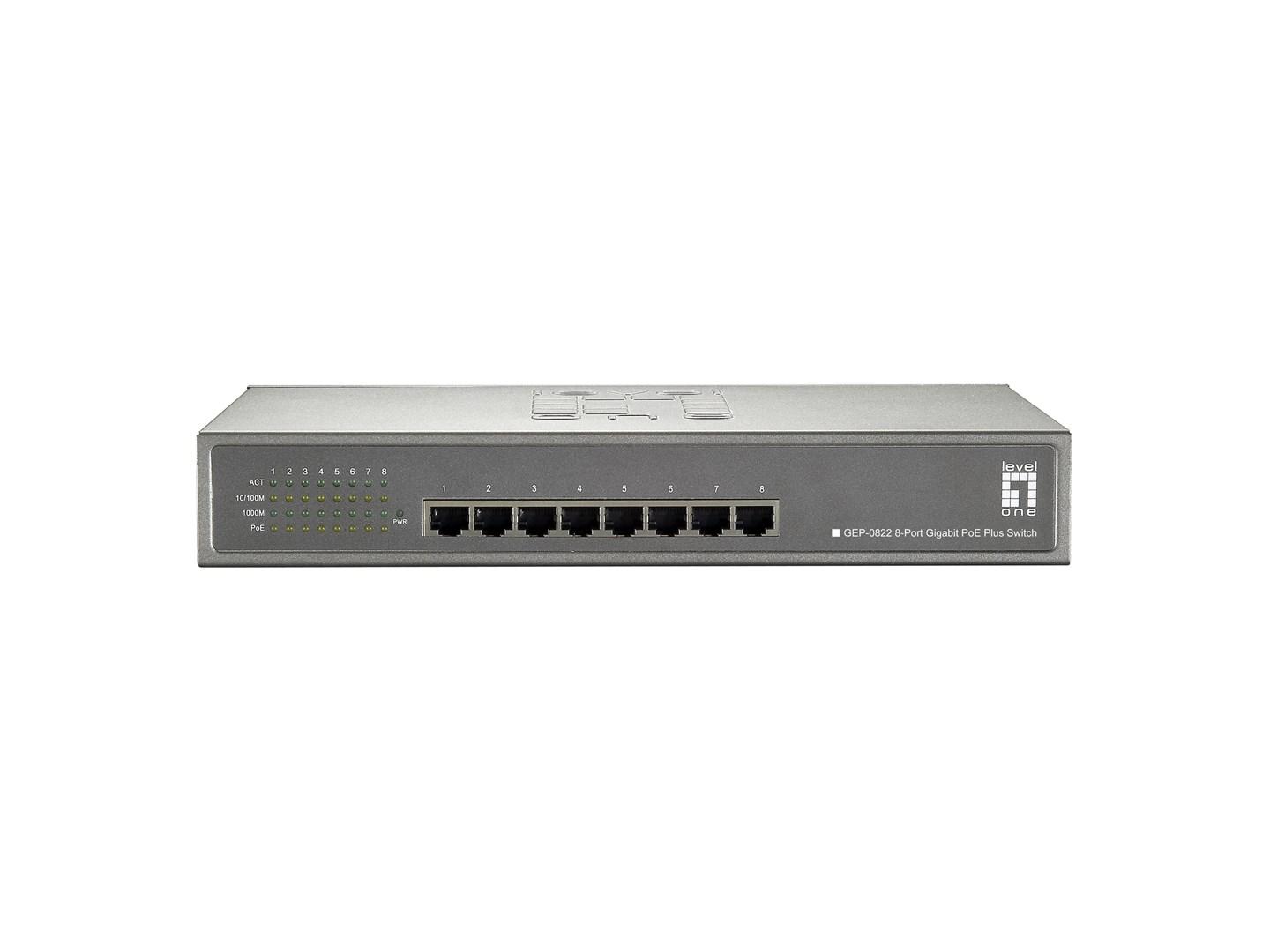LevelOne GEP-0822 - 8-port Gigabit PoE+ switch, 240 W billede