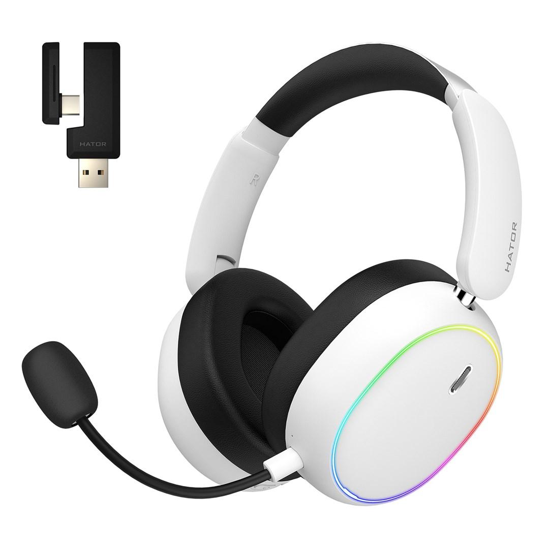 Hator Phoenix 2 trÃ¥dlÃ¸st gaming-headset - hvid, USB-C/USB-A & Bluetooth