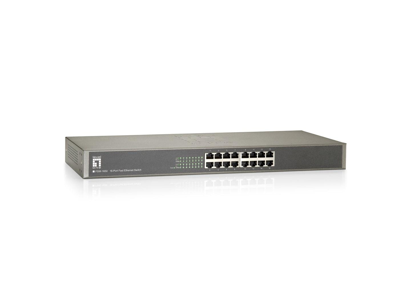 LevelOne 16‑ports Fast Ethernet switch (10/100) - uadministreret billede