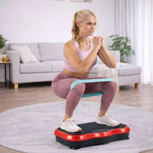 Extralink Moonwalk Spin - vibrationsplade til træning 200 W, rød