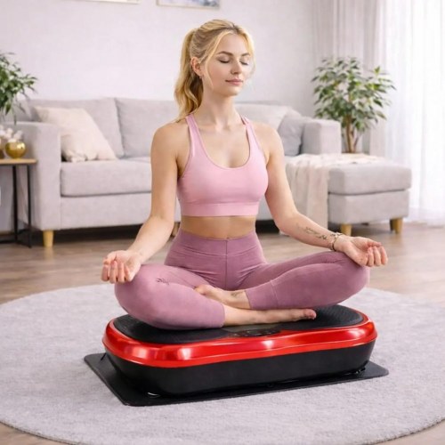 Extralink Moonwalk Spin - vibrationsplade til træning 200 W, rød