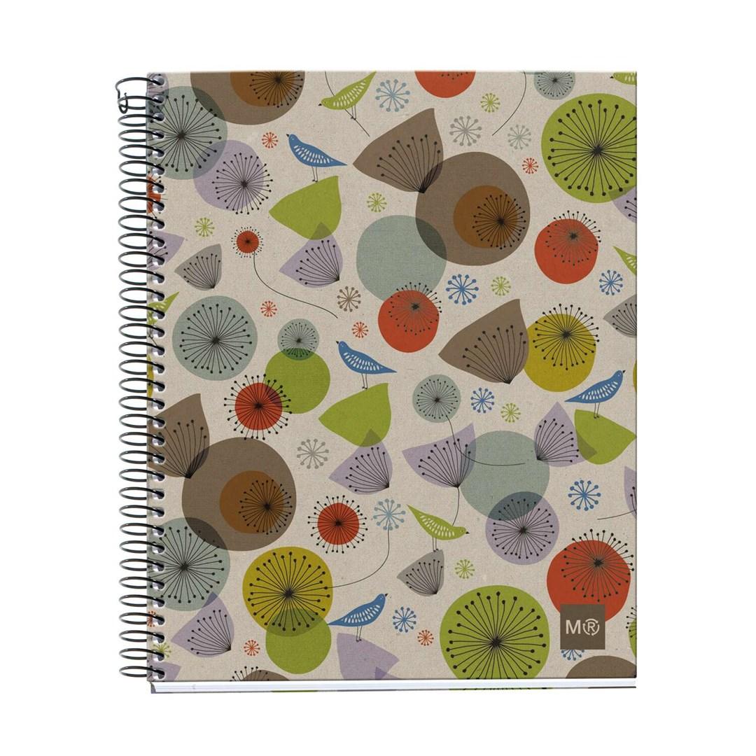 Spiralnotesbog A5 - 120 ark, ternet, hÃ¥rdt omslag - flerfarvet blomstermotiv