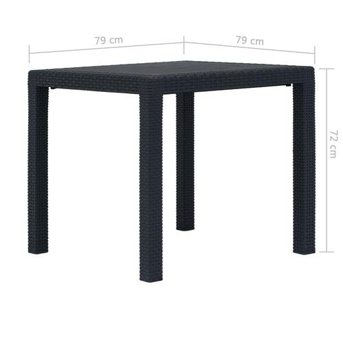 Udendørs spisebordssæt 5 dele plastik rattanlook antracitgrå