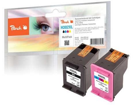 Peach H302XL blækpatron multipack - sort + cyan, magenta, gul (kompatibel med HP) billede