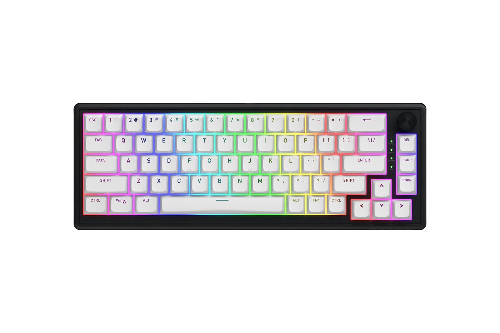 HATOR Skyfall Wireless 65 - mekanisk gaming-tastatur, 65 %, RGB, USB/2,4 GHz/Bluetooth - sort/hvid (US)