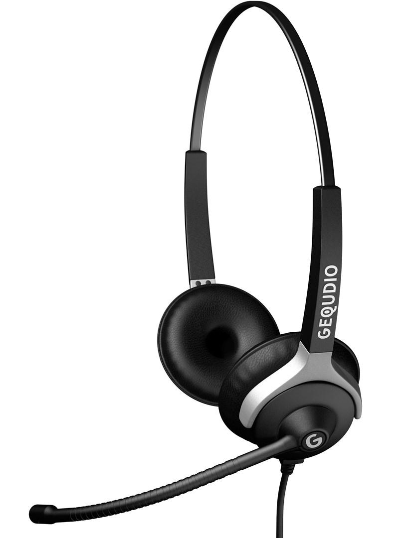 GEQUDIO WA9021 kablet headset med hovedbøjle - sort, kontor/callcenter (binauralt)