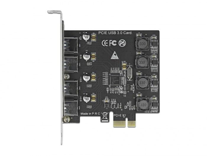 DeLOCK PCIe x1 kort - 4x USB-A SuperSpeed (USB 3.2 Gen 1) billede