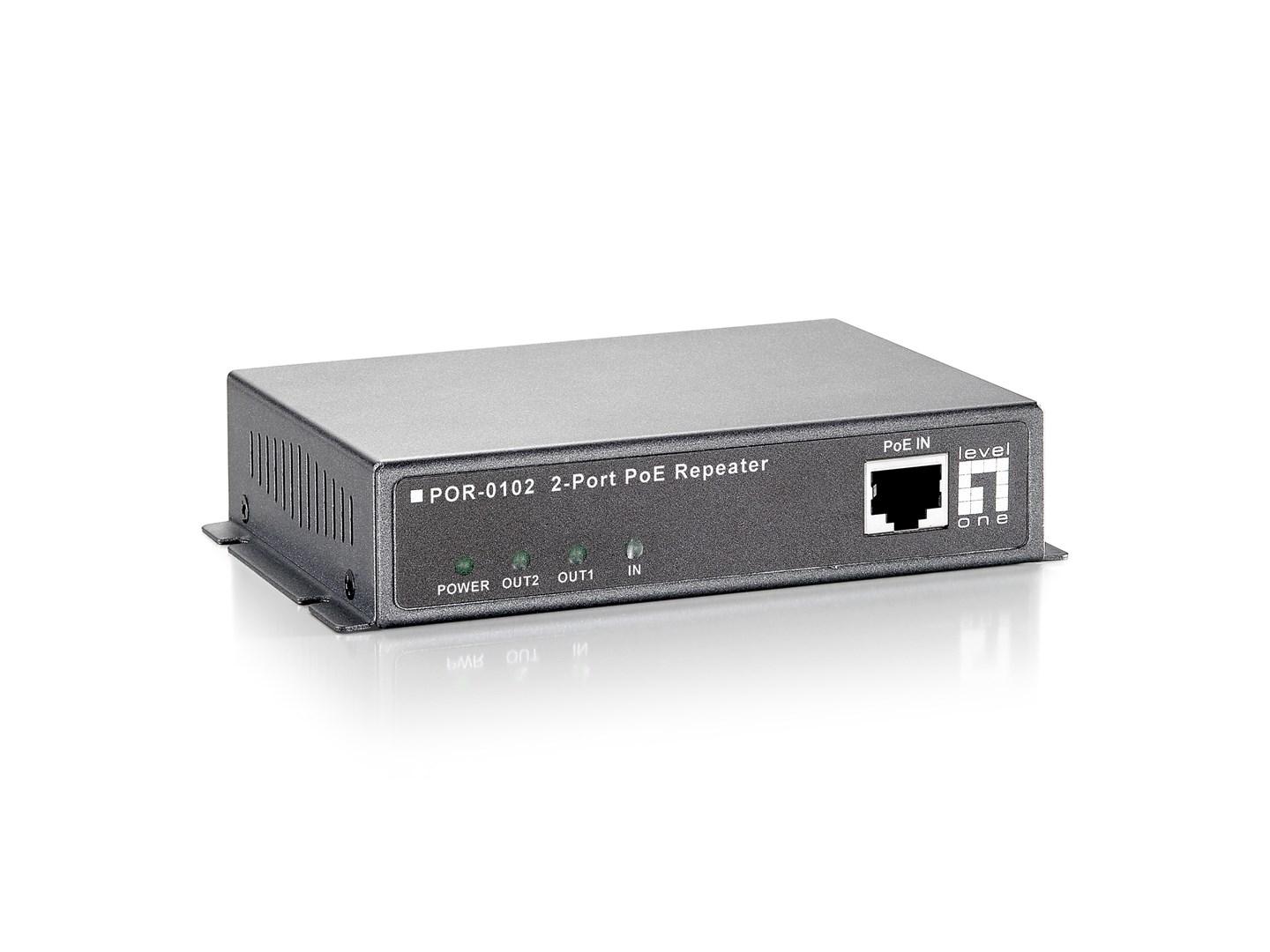 LevelOne POR-0102 PoE-repeater med 2 porte - kan kaskadekobles billede