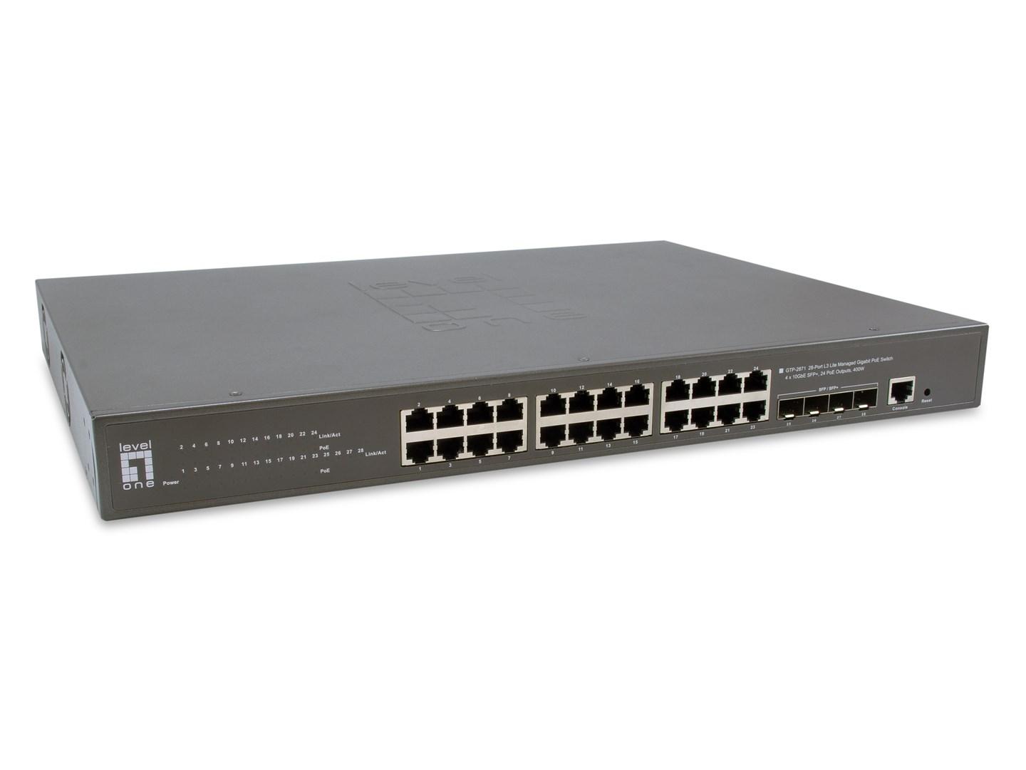 LevelOne GTP-2871 - administreret L3 Gigabit PoE-switch, grå billede