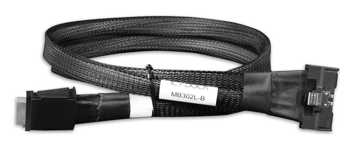 Icy Dock MB302L-B SAS-kabel 0,5 m - sort, 8i SFF-TA-1016 til 2× Oculink 4i SFF-8611 billede