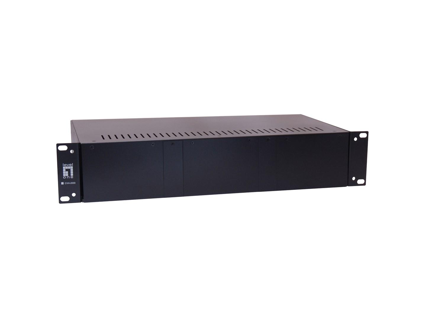 LevelOne 14-slots mediekonverter-chassis - 19" rack billede