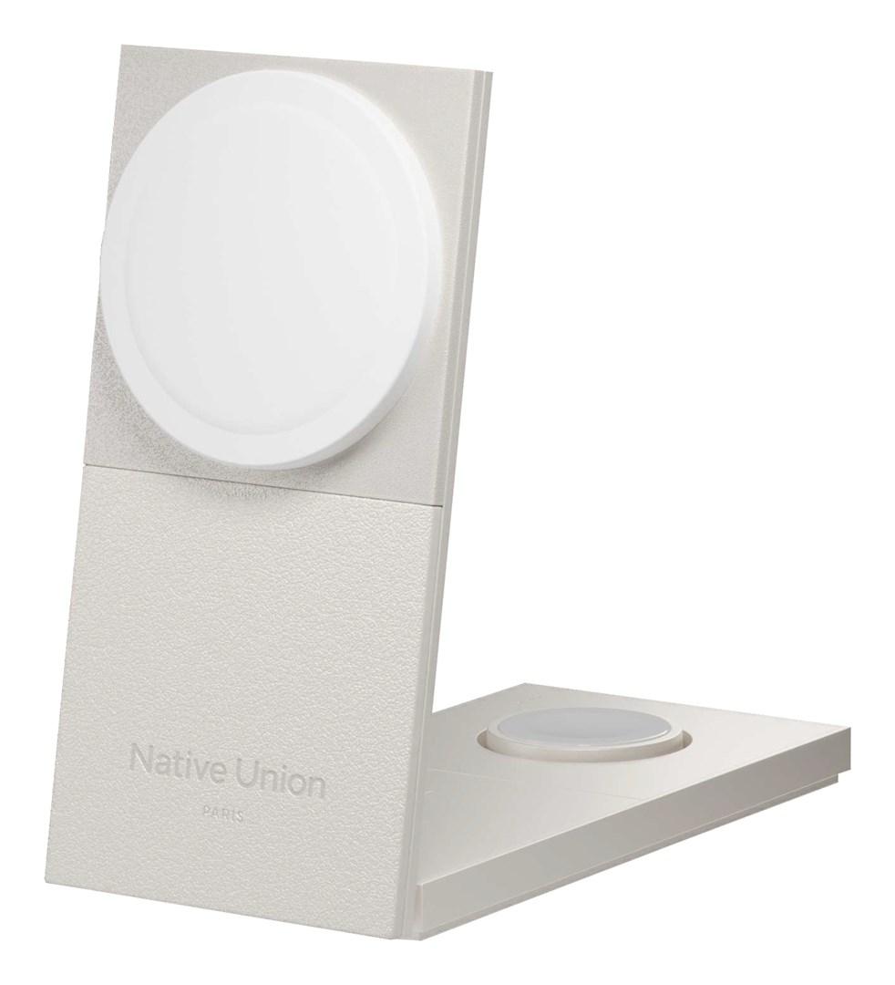 Native Union Rise 3‑i‑1 Qi2 trådløs oplader - Sandstone (inkl. strømforsyning)