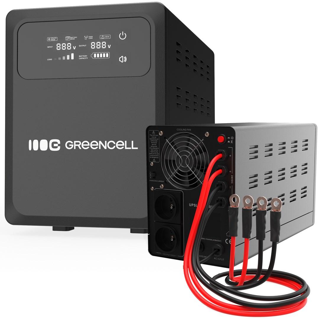 UPS strømforsyning - Green Cell Line-Interactive 2 kVA / 1200 W, ren sinus, Type F