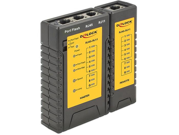 DELOCK 86407 netværkstester til twisted pair - RJ11/RJ45, sort billede