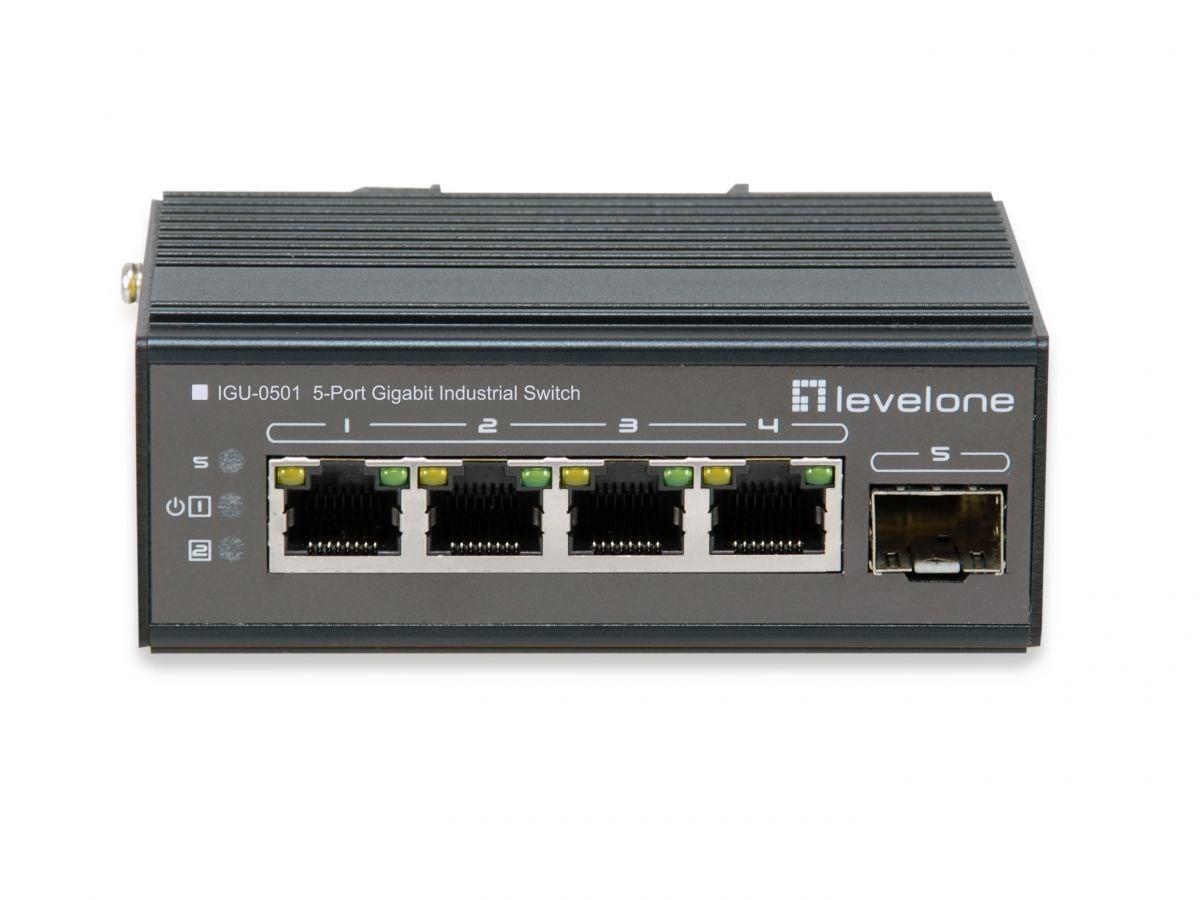 LevelOne IGU-0501 - 5-port industriel Gigabit switch, sort billede