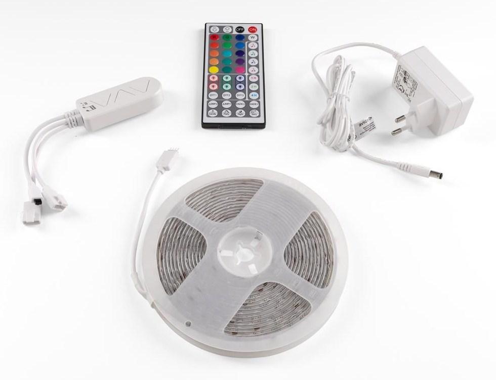 LED lysbånd 5 m - RGB, IP65, 16 W, fjernbetjening, 12 V