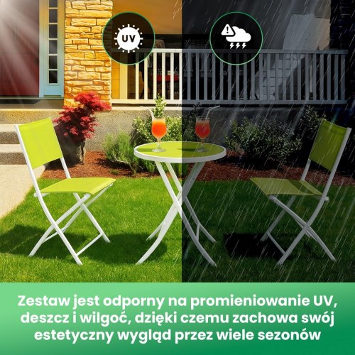 Extralink L-0201N cafésæt til altan og terrasse - klapbart bord og 2 stole