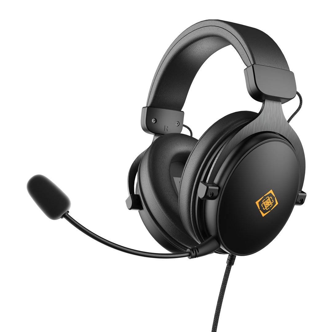 Gaming headset med bøjle - kablet, sort (aftagelig boom‑mikrofon) billede