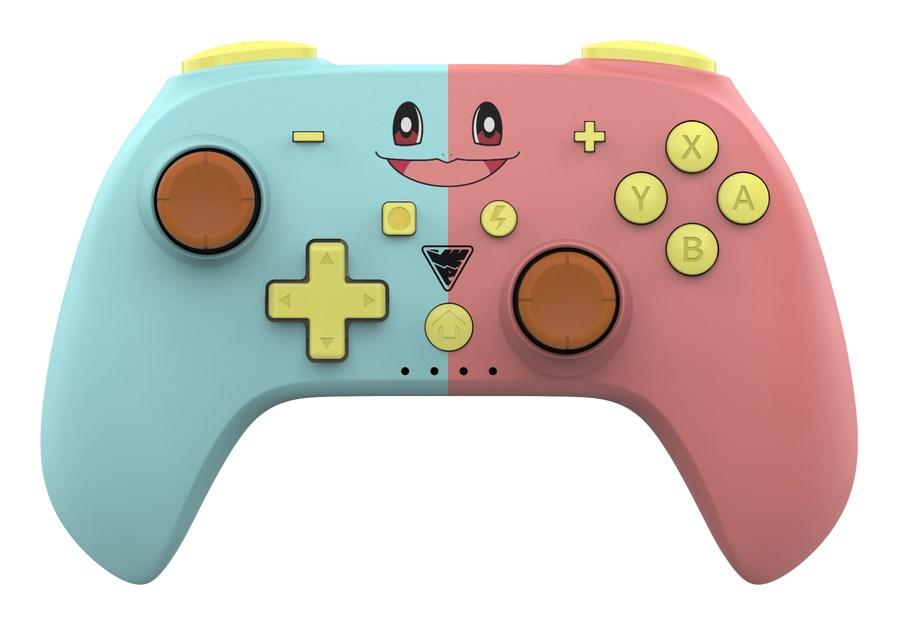 Bluetooth gamepad til Nintendo Switch/PC - Dragonshock PopTop, blÃ¥/lyserÃ¸d/gul/brun