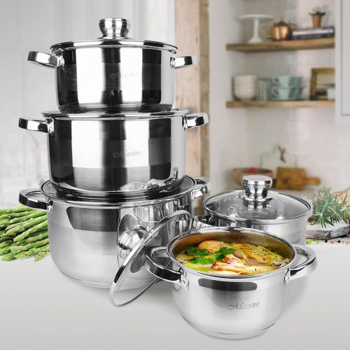 Maestro MR-2220-10 grydesæt i rustfrit stål - 10 dele