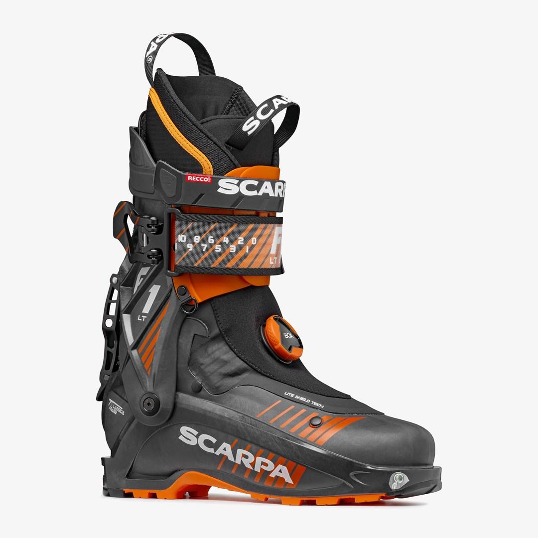 Scarpa F1 LT skistÃ¸vle - str. 260, Carbon, TLT (Optimized Touring Pivot 1 mm)