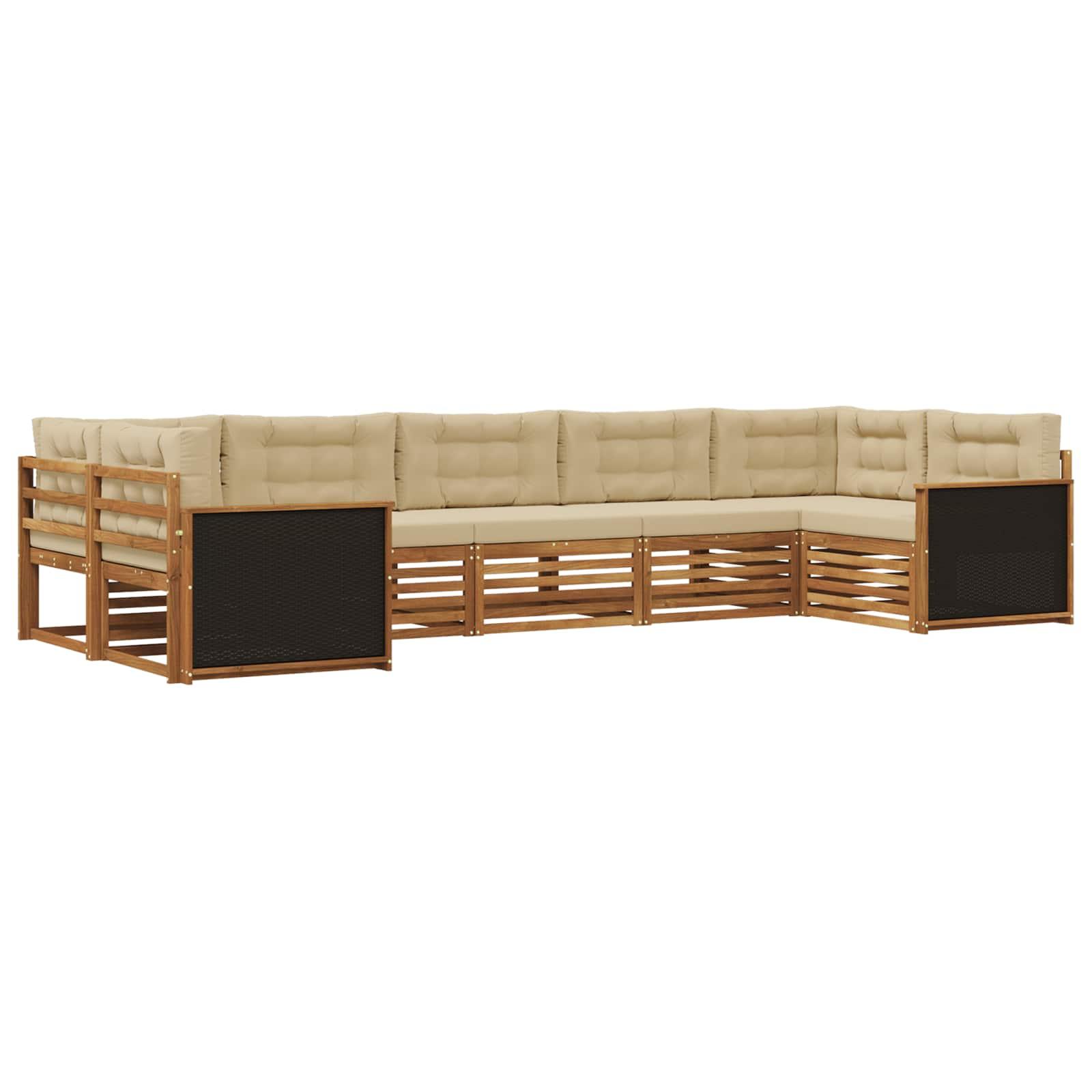 Udendørs modulsofa sæt med puder, 7 dele - naturlig/beige