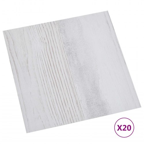 Selvklæbende Gulvplanker 30,5 x 30,5 cm 20 stk PVC Hvid og træ