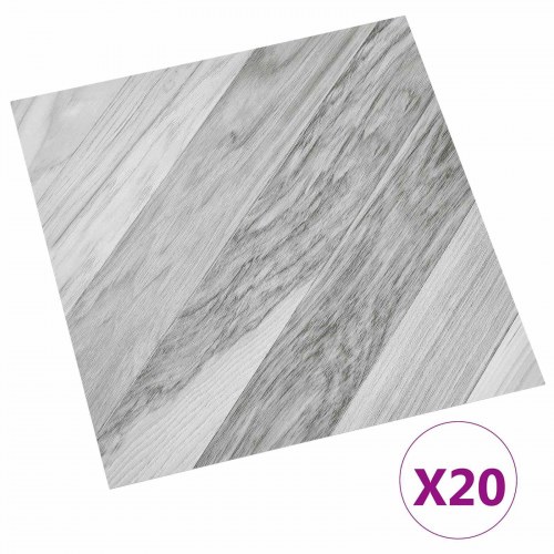 Selvklæbende Gulvplanker 30,5 x 30,5 cm 20 stk PVC Grå Stribet