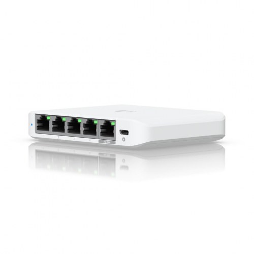 Ubiquiti UniFi Flex Mini 2.5G - administreret PoE switch, 5x 2,5G Ethernet, desktop - hvid