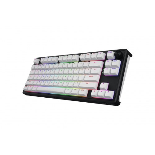 Skyfall Wireless 80 gamingtastatur - USB, RF og Bluetooth 5.3, 80%, RGB, sort/hvid