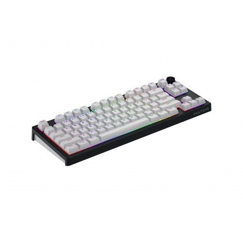 Skyfall Wireless 80 gamingtastatur - USB, RF og Bluetooth 5.3, 80%, RGB, sort/hvid