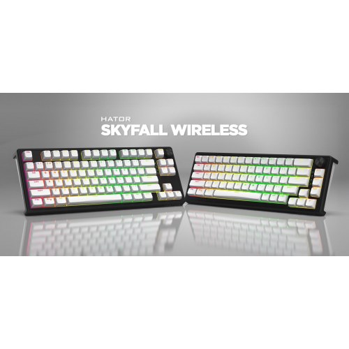 Skyfall Wireless 80 gamingtastatur - USB, RF og Bluetooth 5.3, 80%, RGB, sort/hvid