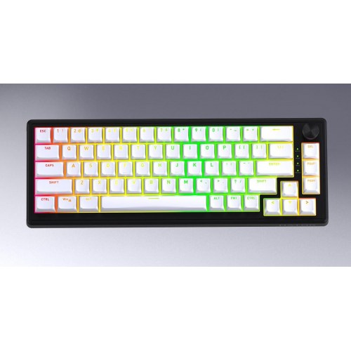 Skyfall Wireless 80 gamingtastatur - USB, RF og Bluetooth 5.3, 80%, RGB, sort/hvid