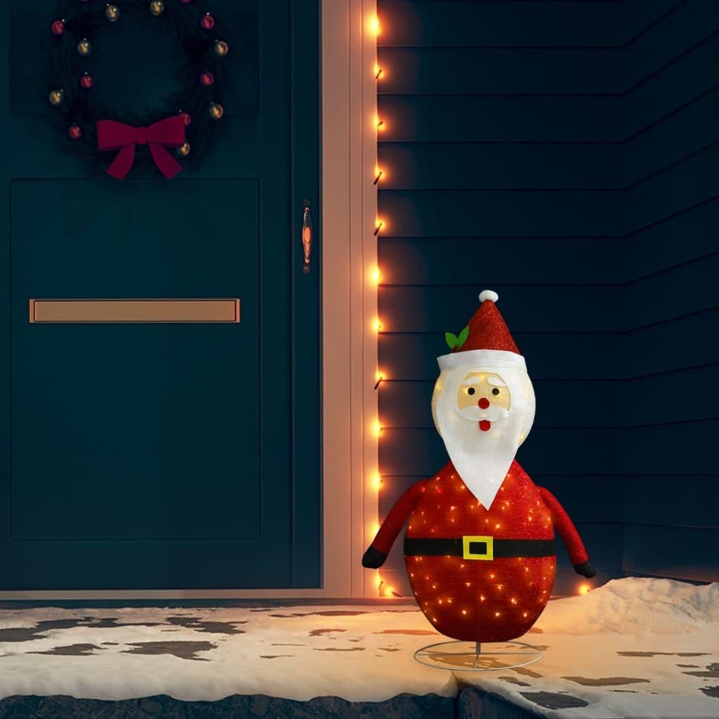 Dekorativ julemandsfigur m. LED-lys 90 cm luksuriøst stof