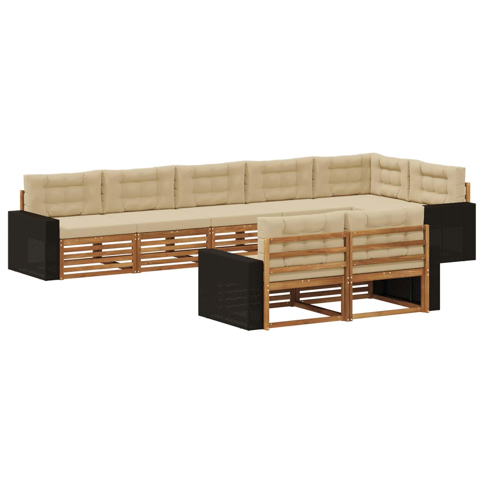 UdendÃ¸rs sofagruppe med pude 8 stk Naturlig og Beige
