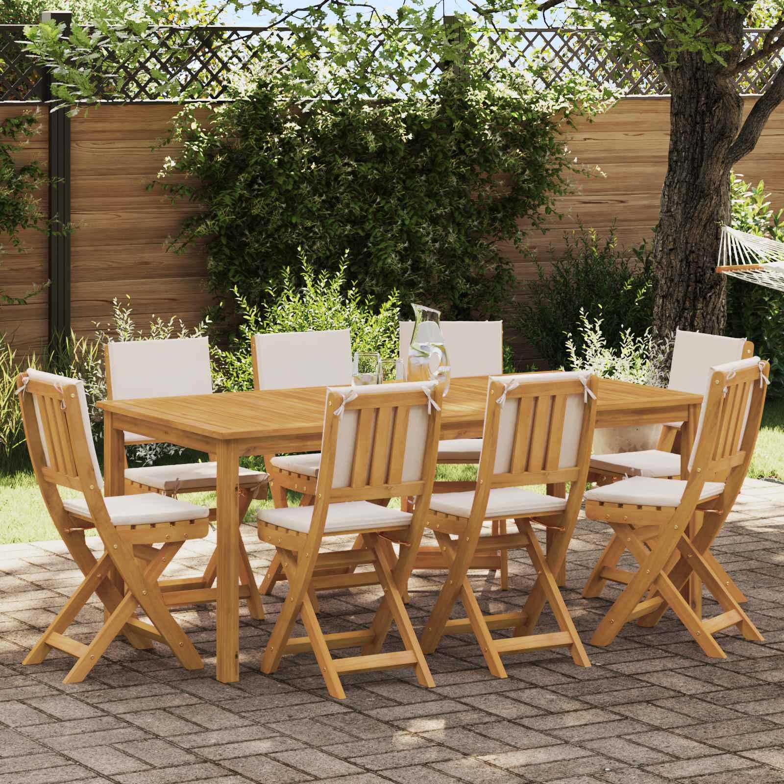 Udendørs Bistro Stole med pude 8 stk Cremehvid 38 x 46 x 85 cm