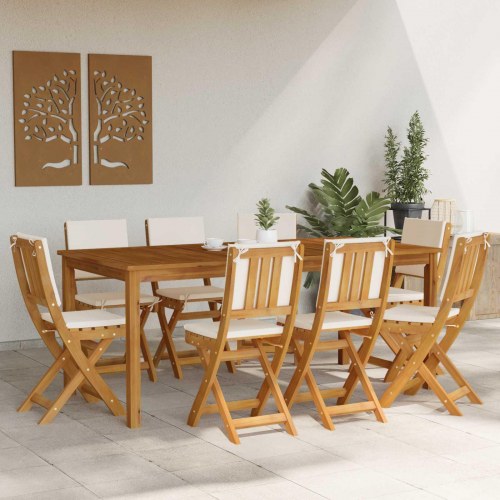 Udendørs Bistro Stole med pude 8 stk Cremehvid 38 x 46 x 85 cm
