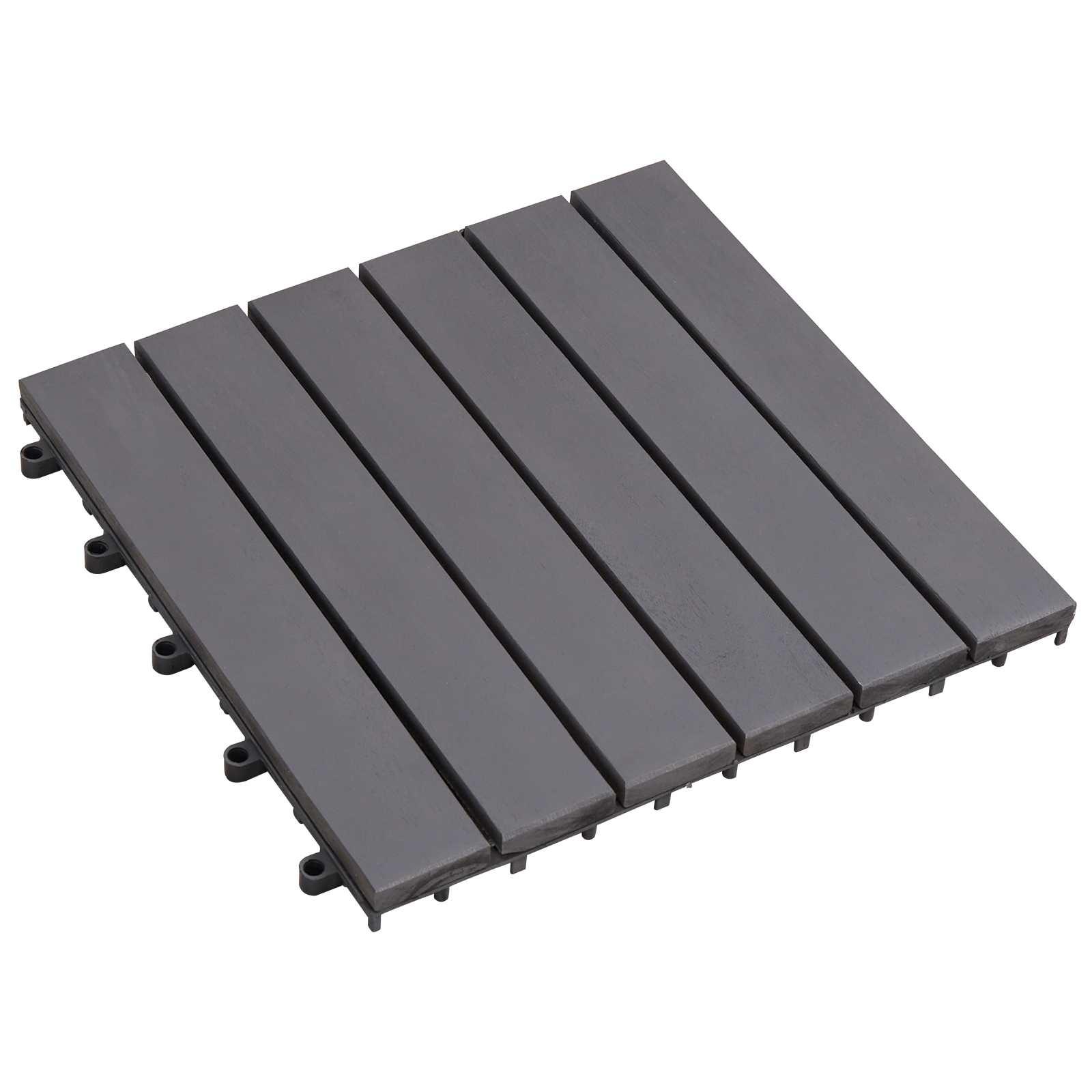 Terrasse Flise 20 stk Grå 30 x 30 cm Akacietræ