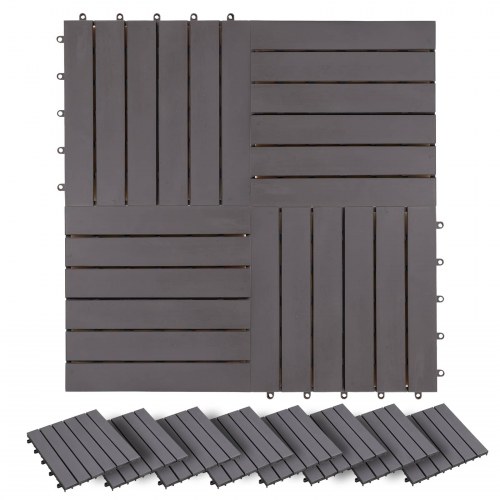 Terrasse Flise 20 stk Grå 30 x 30 cm Akacietræ