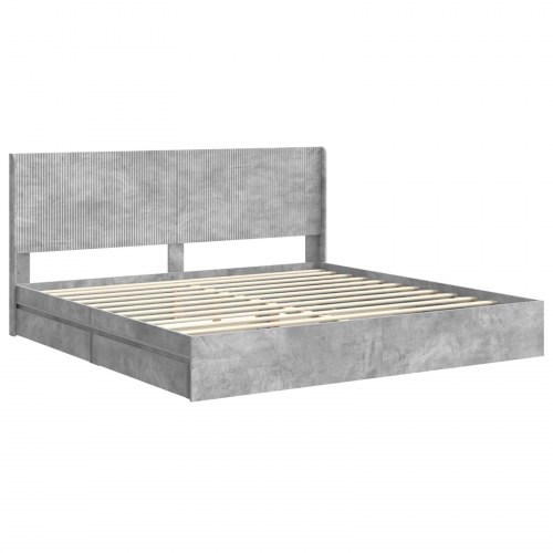 Sengestel med opbevaring og hovedgærde Betongrå 200 x 200 cm