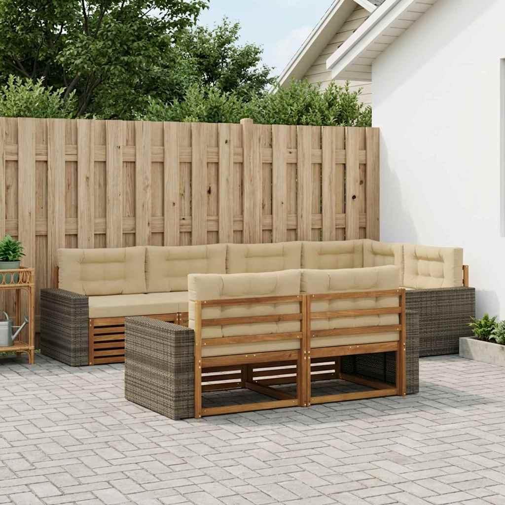 UdendÃ¸rs sofagruppe med pude 7 stk Naturlig og Beige