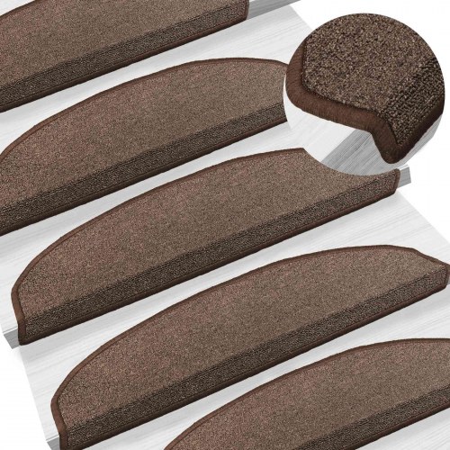Selvklæbende Trappemåtter 15 stk Kaffe Brun 80 x 24,5 x 3,5 cm